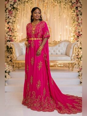 Vibrant Fuchsia Pink Somali Bridal Dirac - Free Size